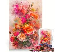 Watercolor Floral Bouquet Teenagers 1000 Piece Jigsaw Puzzle Reasoning Skill Stress Relief Fun Sharp Cut Best Gift (50x75cm)