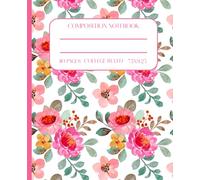 Watercolor Floral Composition Notebook: Elegant Seamless Flower Pattern, College Ruled, 110 Pages, 7.5x9.25” Notebook for School, Journaling & Gift Giving