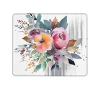 Watercolor Floral Corner Bouquet Mouse Pad with Anti-fray Stitching, Waterproof Gaming Mouse Mat for Women Men Non-Slip Rubber Base Computer Mousepad for Laptop Office Desk Accessories 8.3 x 10.3 in