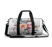 Watercolor Floral Corner Bouquet Sport Gym Duffle Travel Bag for Women Men Overnight Weekender Bag with Shoe Compartment,Wet Pocket, style, 17.7in/9in/9in