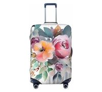 Watercolor Floral Corner Bouquet Travel Luggage Cover Suitcase Protector Washable Elastic Suitcase Cover Anti-Scratch Luggage Protector Small Travel Suitcase Baggage Cover Fits 18-32 Inch Suitcase