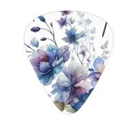 Watercolor-Floral-Dragonfly 12 Pack Guitar Picks With 3 Thicknesses And Storage Box, Abs Plectrums For Electric Bass Guitar Players