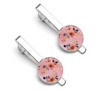 Watercolor Floral Flowers Men‘s Cufflinks Silver Tack Pins Tie Clips Necktie Bar Pinch Suit Tie Accessories