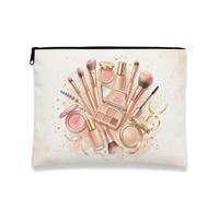Watercolor Floral Makeup Bag, Elegant Blush Peach Cosmetic Travel Pouch for Women, Stylish Zipper Organizer, Gift for Spring, Peach, 7x9 Inch, Cosmetic