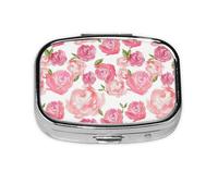 Watercolor Floral,Meta Pill Box 2 Compartment Medicine Case,Portable Organizer,Rectangle Meta Portable Organizer Pill Box 2164 Compartment Medicine Case