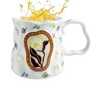 Watercolor Floral Milk Mug - 330ml Dreamy Flower Dinnerware Cup, Decorative Painted Glass for Kitchen Table, Artistic Floral Drinking Mug for Women Men | for Home House & Desk Living Room
