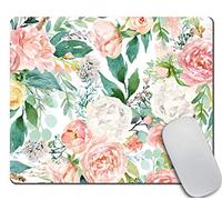 Watercolor Floral Pattern with Flowers and Leaves Mouse Pad Rectangle Non-Slip Rubber Mousepad Gaming Mouse Pads