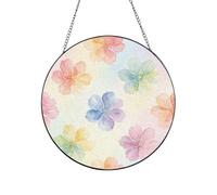 Watercolor Floral Print Print Custom Glass Sun Catcher Window Ornament