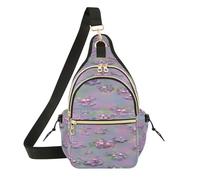 Watercolor Floral Purples Flowers Sling Pack Chest Bag for Kids
