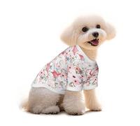 Watercolor Floral With Flamingo Cotton Dog T-Shirts For Dogs Cats Soft Puppy Outfit Apparel Pet Pullover Tee Shirt M