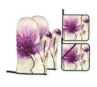 Watercolor Flower 4-piece kitchen baking set with printed baking supplies suitable for cooking baking and grilling