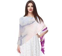Watercolor Flower Ballet Dancer Women Soft Chiffon Pashmina Shawl Wrap Scarf for Bridesmaid Wedding Formal Party Evening Dress