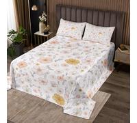 Watercolor Flower Bedspread King Size,Daisy Flowers Bedding Quilt 3Pcs for Woman Men Adults Room Decor,Light Pink Blue Daisy Coverlet Sets Bohemian Floral Comforter Sets,2 Pillowcases