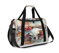 Watercolor Flower Cow Skull Travel Duffel Bag for Girls Boys Women Men Weekend Overnight Bag Shoulder Tote Luggage Handbag for Travel Sports Gym