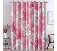 Watercolor Flower Curtains for Bedroom Living Room, Pink Floral Blackout Curtains Eyelet 54 Drop - Thermal Patterned Window Drapes Home Decor 66x54 Inch 2 Panels K2