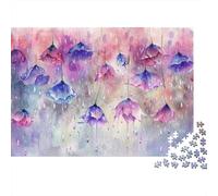 Watercolor Flower Drops 1000 Pc Extra-thick Cardboard Premium Jigsaw Puzzle Teen Fans 12-18 Hard Difficult Challenge Fun Present 38x26cm/1000pcs