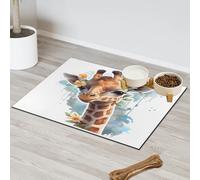 Watercolor Flower Giraffes Pet Feeding Mat for Cat Dog Water Bowl Food Mats Pet Feeding Mats Absorbent Nti-Slip Contain Spills Protects Floors Placemat 43.1 x 76.2 cm