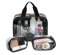 Watercolor Flower Giraffes Travel Makeup Bag for Women Men, Translucent Cosmetic Bags 3 Pcs Large Shower Wash Pouch Toiletry Cosmetic Toiletries Organizer