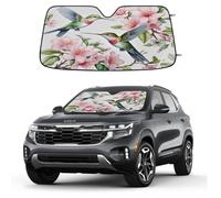 Watercolor Flower Hummingbirds Floral Car Windshield Sun Shade Foldable Reflective Sunshade UV Protection Heat Block Front Window Shade for Car Truck SUV Keeps Interior Cool with Suction Cups