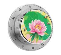 Watercolor Flower Kitchen Timer - Mechanical Visual Timer, Stainless Steel Digital Timers with Magnetic Base Egg Timers for Hard Boiled Eggs 60-Minute Countdown Kitchen Clock for Cooking