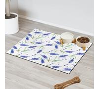 Watercolor Flower Lavender Pet Feeding Mat for Cat Dog Water Bowl Food Mats Pet Feeding Mats Absorbent Nti-Slip Contain Spills Protects Floors Placemat 40.6 x 60.9 cm