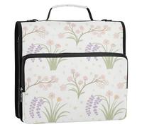 Watercolor Flower Lavender Pink Cream 3 Rings 1.5 inch Binder with Zipper with Shoulder Strap & Handle Multiple Pockets Portfolio Binder for School and Office Organizadores de suministros escolares
