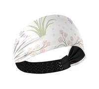 Watercolor Flower Lavender Pink Cream Non-Slip sweat headband Stretchy wide head bands for women's hair for Cycling Cycling washing face Athletic Sports