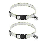 Watercolor Flower Leaves Pink Lightweight Small Dog Collar, 2 Pack Kitten Collar with Bell