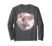 Watercolor Flower Ox Chinese Zodiac Animal Sign Long Sleeve T-Shirt