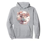 Watercolor Flower Ox Chinese Zodiac Animal Sign Pullover Hoodie