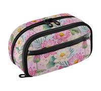 Watercolor Flower Pink Pen Case, Snag-Free Zipper, Big-Capacity
