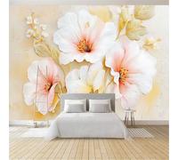 Watercolor Flower Plant Branch Leaf Wall Mural 200 x 140 cm Pale Yellow, Large Non-Woven Photo Wallpaper for Living Room Bedroom & Office, Modern HD Feature Wall Art, Easy to Install Decor