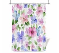 Watercolor Flower Shower Curtain for Bathroom, Spring Pink Purple Blue Floral Rustic Waterproof Cloth Fabric Bathroom Accessories Set with 12 Rust Proof Plastic Hooks, 66” x 72”