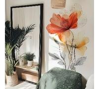 Watercolor Flower Wall Sticker, Removable Floral Decal, Elegant Botanical Wall Decor for Bedroom, Living Room & Home Decoration