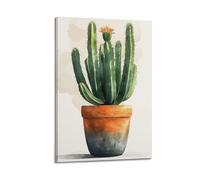Watercolor Flowering Cactus Flower Poster Decorative Painting Canvas Wall Posters And Modern Family Bedroom Decor 20x30inch(50x75cm)