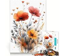 Watercolor Flowers 1000-piece Puzzle for Teenagers Mind Skill Fun Uniform Size Precise Pieces Relaxing Indoor Group Activity (50x75cm)