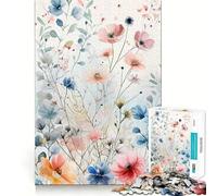 Watercolor Flowers Adults Puzzles 1000 Piece Jigsaws Recall Skill Fun High Precision Die Cut Easy to Learn Family Enjoyment (38x52cm)