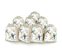 Watercolor Flowers And Birds 8 PCS Muslin Bags with Drawstring Sachet Bags Empty Small Cotton Drawstring Bag Muslin Reusable & Washable Cotton Bag for Herb Spice Candy Soap Jewelry Wedding Gift Pouche