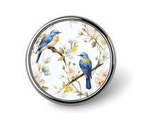 Watercolor Flowers And Birds Badges Circle with Button Design, Personalized Picture Pin Brooches, Round Badge Holders for Decorate Hat Shirt Clothing Bag Accessories