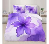 Watercolor Flowers Bedding Set for Kids Purple Petals Comforter Cover Set Single Size Natural Flowers Duvet Cover Bedspread Cover Bedding Collection 2Pcs,No Comforter