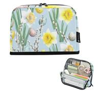 Watercolor Flowers Easter Eggs Blue Storage Pencil Bag Pencil Pouches Zipper Pencils Case Classroom Pen Bag Boys Cartoon Stationery Kids Back to School Supply