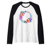Watercolor Flowers Fall Autumn Wreath Ring 2 Shapes Mania Raglan Baseball Tee