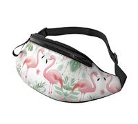 Watercolor Flowers Fanny Pack Pink Flamingos Crossbody Bag Watercolor Flamingo Hands-Free Bag Trail Runners 14X35CM
