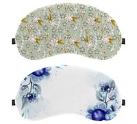 Watercolor Flowers Frame 2-Pack Eye Patch and Eye Masks Set, Light-Blocking, Soft, Breathable Sleep Mask Kit