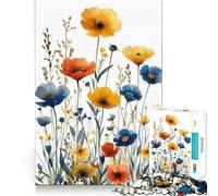 Watercolor Flowers Jigsaw 1000 Pieces for Teenagers Mind Boost Fun Zero Gap Captivating Leisure for Cozy Indoors (50x75cm)
