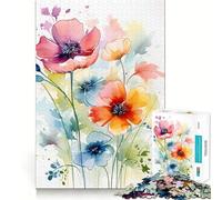 Watercolor Flowers Jigsaw for Adults 1000 Pieces Brain Memory Game Laser Cut for Flawless Fit Unique Gift for Stress Relief (50x75cm)