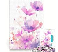 Watercolor Flowers Jigsaw Puzzle 1000 Pieces Mental Focus Game Precision Cut Smooth Edges Absorbing Activity for Quiet Nights (38x26cm)