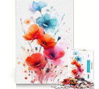 Watercolor Flowers Jigsaw Puzzle 1000 Think Boost Game Tight Lock No Loose Pieces Interactive Brain Challenge for Home (38x52cm)