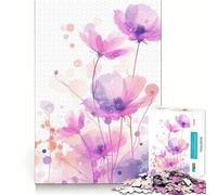Watercolor Flowers Jigsaw Puzzles1000 Pieces Recall Skill Fun Professional Grade Cutting Thoughtful Gift for Mind Activity (50x75cm)
