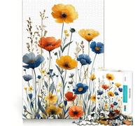 Watercolor Flowers Jigsaw Puzzles1000 Pieces Recall Skill Fun Professional Grade Cutting Thoughtful Gift for Mind Activity (38x26cm)